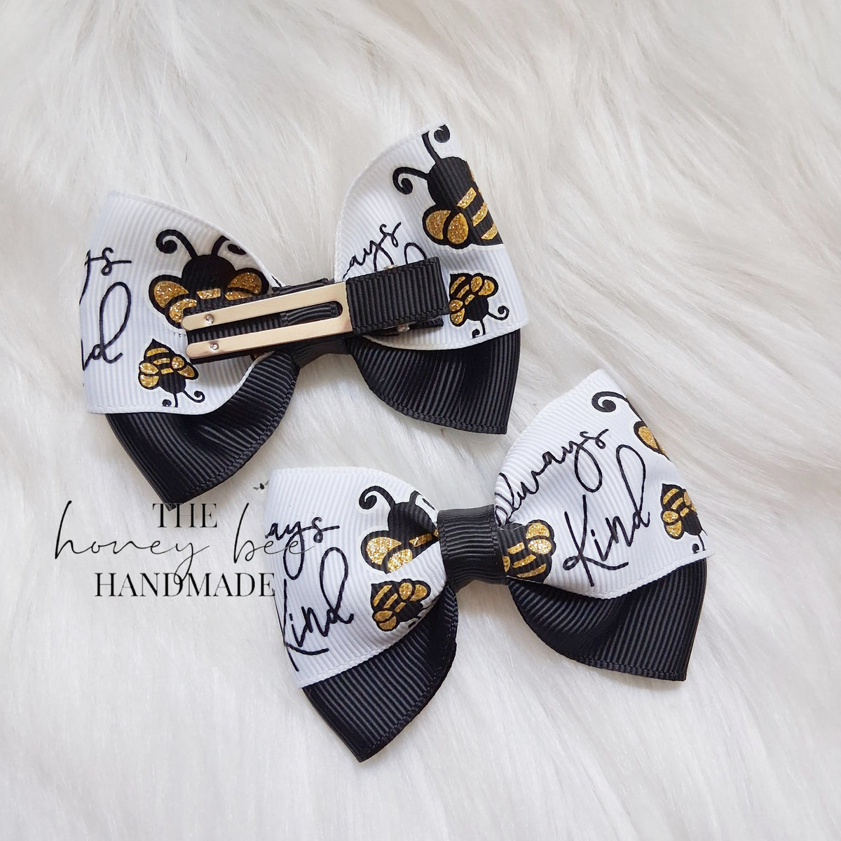 3 Inch Always Bee Kind Layered Ribbon Pigtail Set