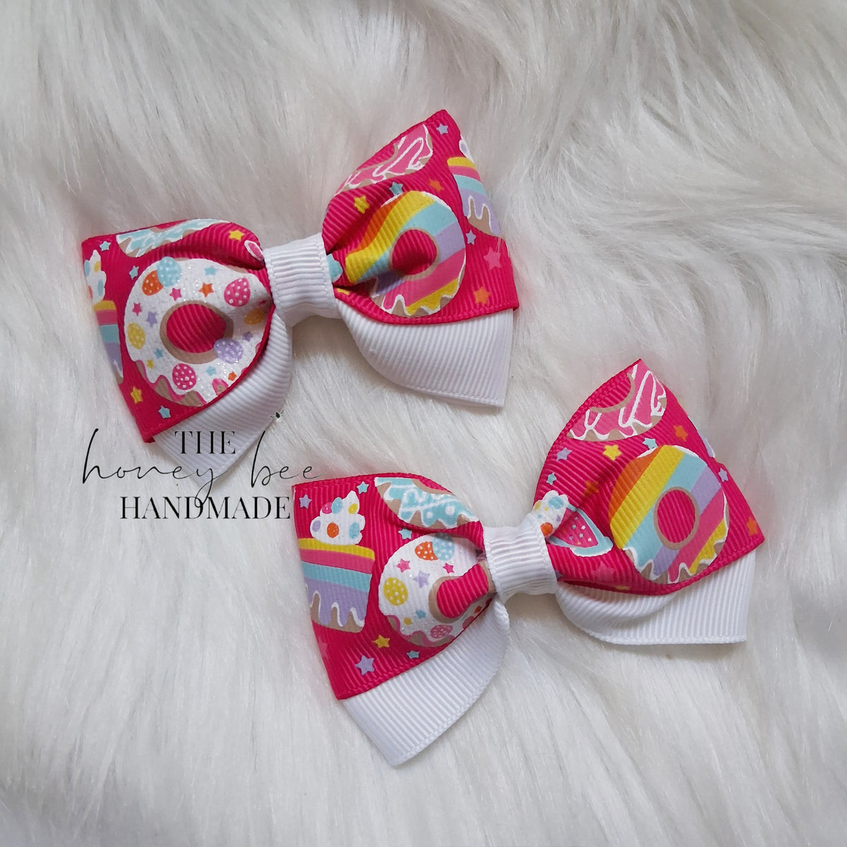 3 Inch Donut Layered Ribbon Pigtail Set
