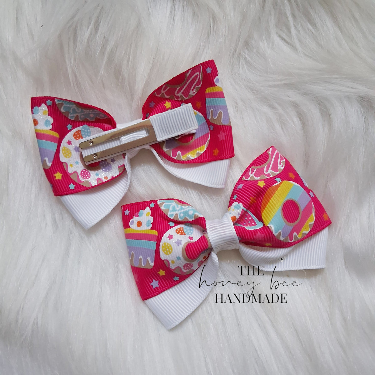 3 Inch Donut Layered Ribbon Pigtail Set