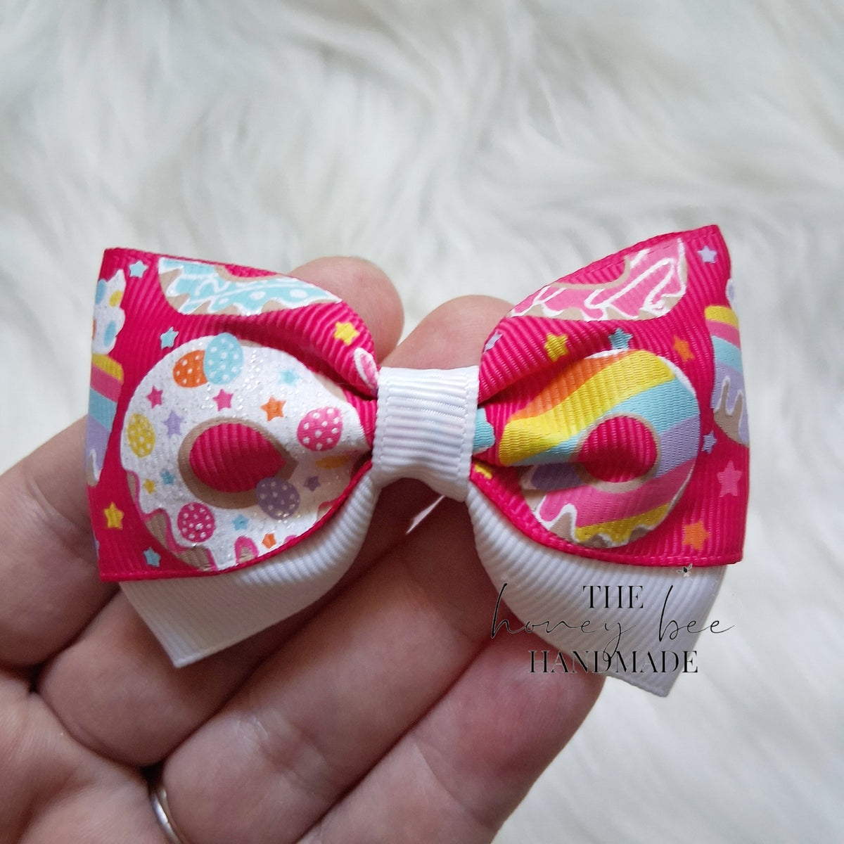 3 Inch Donut Layered Ribbon Pigtail Set