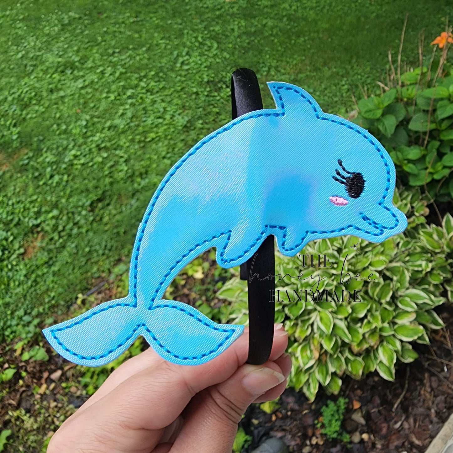 Holo Blue Dolphin Headband Slider