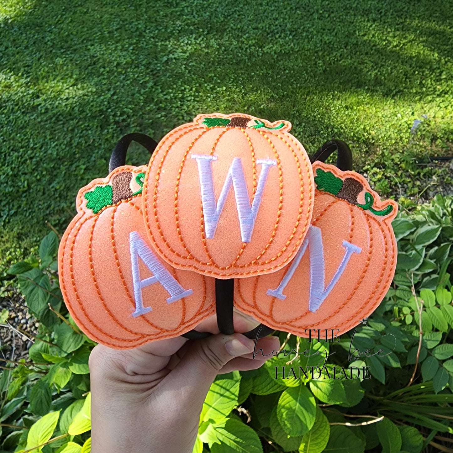 Glitter Monogram Pumpkin Headband Slider